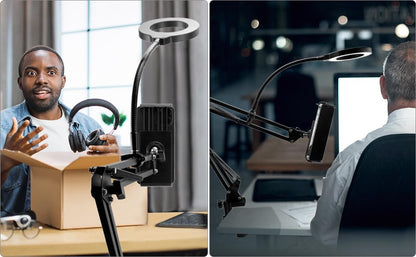 QWORK Universal Desk C-Clamp with 1/2" Thread Hole, 4 Pack Adjustable Metal Mounting Table Clamp, Desk Light Clamp Mount Holder for Swing Arm Magnifying Desk Lamp Microphone Camera