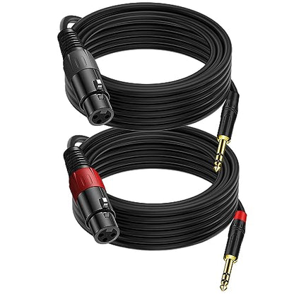 LanSenSu XLR to 1/4 TRS Stereo Adapter - XLR Female to 1/4 Inch (6.35mm) Microphone Audio Converter Cable (2Pack, 10ft) - size: 6.35mm to XLR Female-10ft