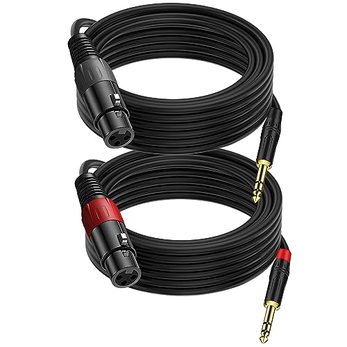 LanSenSu XLR to 1/4 TRS Stereo Adapter - XLR Female to 1/4 Inch (6.35mm) Microphone Audio Converter Cable (2Pack, 10ft) - size: 6.35mm to XLR Female-10ft