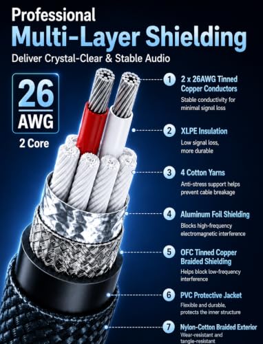 VIOY 1/4 to RCA Cable 10FT, 6.35mm TRS Male to Dual RCA Male Y-Splitter | Copper shell, dual shielding lossless Hi-Fi sound,braided bidirectional transmission for amplifier, mixer, home theater - color: Champagne gold, size: 10FT