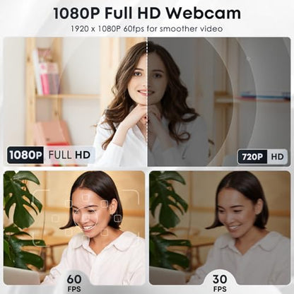 1080P HD Webcam with Microphone, Privacy Cover, Wide-Angle Lens, Plug & Play USB Webcam for Laptop, Desktop, PC, Mac, Zoom, Skype (Deep Black) - color: Black