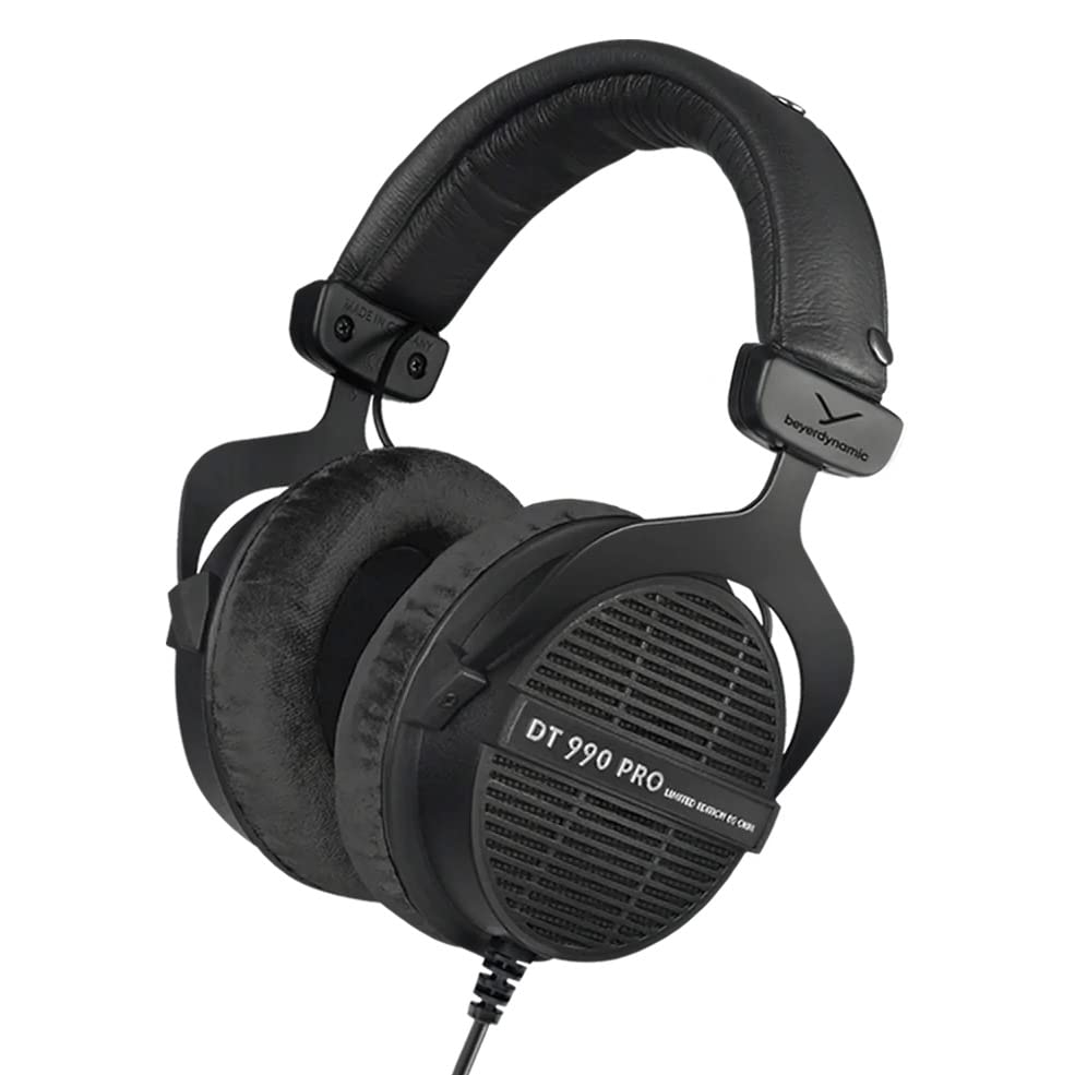 beyerdynamic DT 990 PRO Studio Headphones (250 Ohm, Black) | Open Back, Over Ear, Wired Professional Mixing, Music Production, Editing, Audiophile, Black Velour Ear Pads - color: Black (Limited Edition), size: 250 OHM