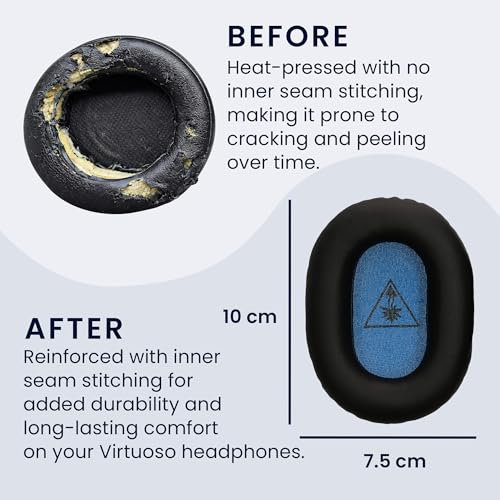 kwmobile Ear Pads Compatible with Turtle Beach Recon 70 / Recon 50 / Recon 60P / Stealth 500/600 / 700 Earpads - 2X Replacement for Headphones - Black