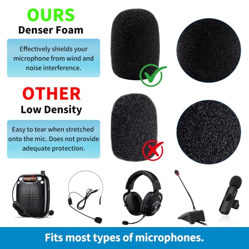 18 Pack Microphone Covers Foam, Black Noise Microphone Windscreen, Lapel and Headset Mini Microphone Foam Cover with Box