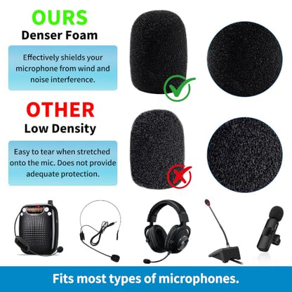 18 Pack Microphone Covers Foam, Black Noise Microphone Windscreen, Lapel and Headset Mini Microphone Foam Cover with Box
