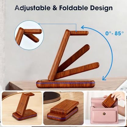 Wireless Charging Station for Samsung/Android, Fast Wireless Watch Charger Station Compatible for Samsung Galaxy S26 Ultra/S25/S24+/Z Flip 7/6 Fold 7/6, Watch8/7/Pro/Active 2 Galaxy Buds3/2 Pro(Wood) - color: Wood