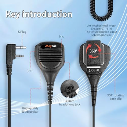 Speaker Mic Shoulder Mic Walkie Talkie Mic Accessories Compatible for BAOFENG and Kenwood BTECH Retevis Samcom Radios, Walkie Talkie Microphone 5Pack (Shoulder Microphone) - color: Shoulder Microphone