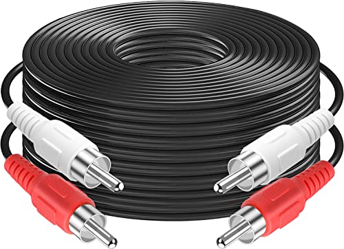 RCA Cables, 2RCA Male to 2RCA Male Stereo Audio Subwoofer Cable Dual Shielded RCA Cord for Home Theater, HDTV, Amplifier, Hi-Fi Systems, Speakers (25 Feet) - style: 25 Feet