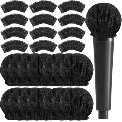 400 Pcs Microphone Cover Disposable Non-Woven Microphone Windscreen Protective Cap Karaoke Mic Cover for KTV Home Karaoke Bar News Interview, Black