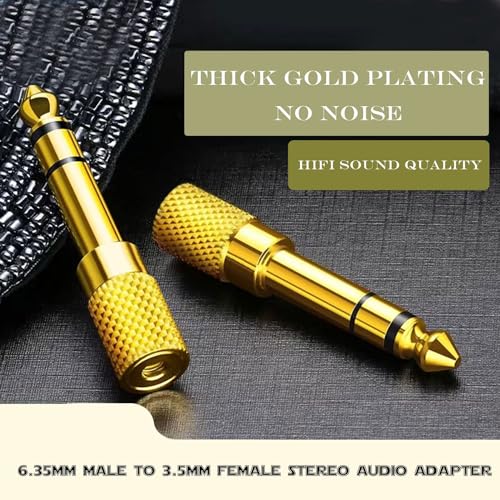 1/4" to 3.5mm Adapter, Female 3.5mm to Male 1/4 inch Headphone Jack Adapter for Headphones, Amplifier, Electric Guitar, Tablet - 2 Pack - size: 2-Pack