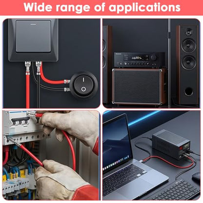 Jeffdad 30Pcs 6.3mm Female Spade Crimp Terminal with Insulating Sleeve Wire | 2.8mm 4.8mm Female Spade Quick Splice Connector Assortment Kit Red+Black Spades Connectors with 20cm Wires