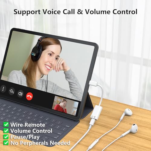 USB C to Lightning Audio Adapter, USB C Male to Lightning Female Earphone Converter Compatible with iPhone 17/17Pro Max/16/15/15Pro Max, iPad Pro, iPad Air 6, MacBook and More(Audio Only, No Charge)