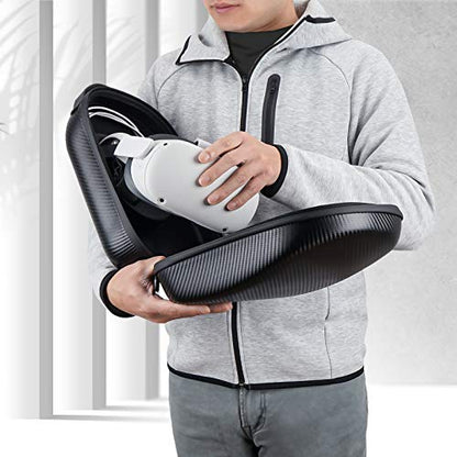 sarlar Carrying Case for Meta Quest 3S/Quest 3/Quest 2 VR Headset, Controller, Original Head Strap, Carbon Fiber Hard Shell Pouch with Lightweight Portable Protection for Travel Storage