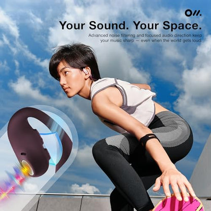 Oladance OWS Sports True Wireless Open-Ear Headphones, IPX8, 15H Playtime | Multi-Point Connectivity, Bluetooth 5.3, Durable Neckband, Virtual Bass 2.0, Liquid Silicone, Amplifier Chip - color: Pink