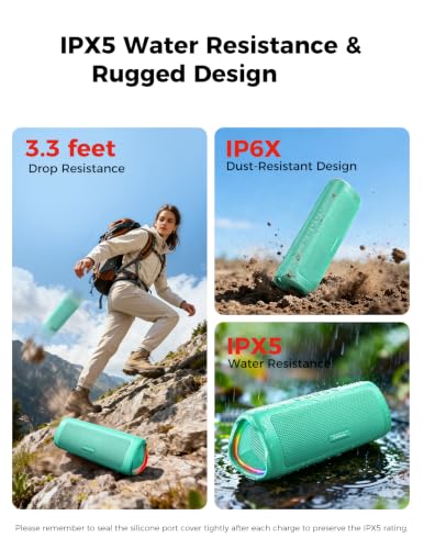 Bluetooth Speaker, 20W HD Sound, Portable Wireless, IPX5 Waterproof, Up to 24H Playtime, TWS Pairing, for Home/Party/Outdoor/Camping/Beach Essentials, Electronic Gadgets, Birthday Gift (Teal) - color: Teal