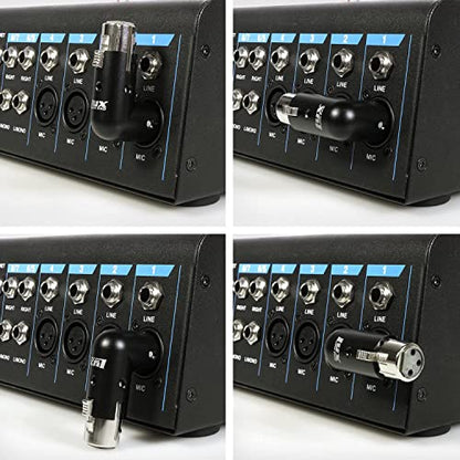 LyxPro XLR Angle Adapter Dual Male and Female can be positioned to 4 Different Angles Right Left and 90 Degree Great for Mixers that Interfere with Other Applications - 5 Pack - size: pack of 5