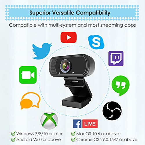 ToLuLu 1080P Webcam with Microphone, HD Webcam Web Camera with Tripod Stand | Widescreen USB Computer Camera, Streaming Mic Web cam for Online Calling/Conferencing,Facetime/YouTube Desktop Laptop PC - style: 1080P Webcam with Cover & Tripod