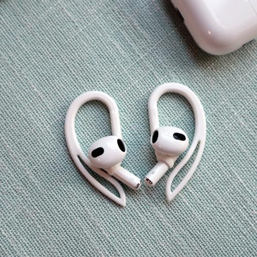 A-Focus Anti-Slip Set for AirPods 3rd Replacement Silicone Adjustable Ear Hook Ergonomic Design Wings Wingtip Ear Tips Strap Sport Earbuds Accessories Eartip Compatible with AirPods 3 White Strap