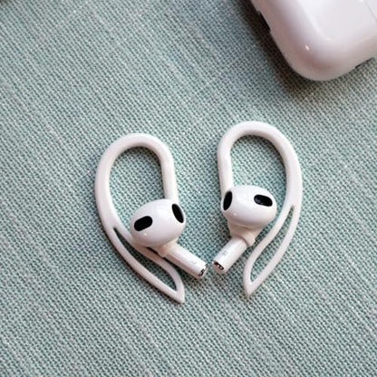 A-Focus Anti-Slip Set for AirPods 3rd Replacement Silicone Adjustable Ear Hook Ergonomic Design Wings Wingtip Ear Tips Strap Sport Earbuds Accessories Eartip Compatible with AirPods 3 White Strap