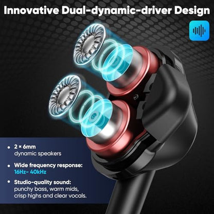 USB-C Wired In-Ear Earbuds with Mic, Dual Driver for Hi-Fi Stereo Sound | Deep Bass, Noise Isolating Fit, 5ft Tangle-Free Cable, 3-Button Remote, for iPhone 15/16/17& Android Phones, 2-Year Warranty