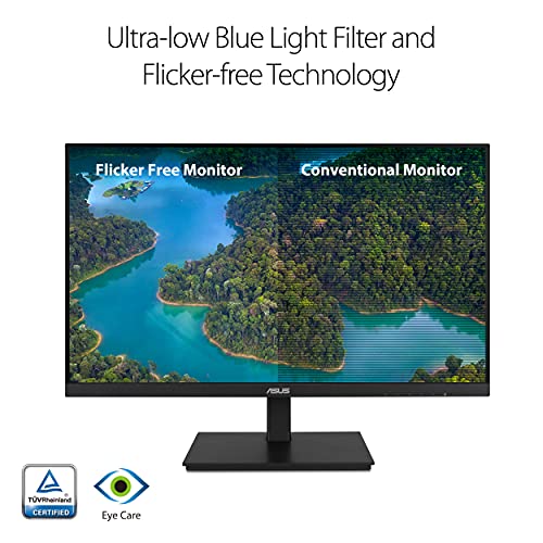 ASUS 24”1080P Monitor(VA24DQSB)-Full HD,IPS,75Hz,Speakers Adaptive-Sync Low Blue Light Flicker Free VESA Mountable Frameless, HDMI DisplayPort, VGA, USB hub Height Adjustable, Black,12.8"x21.3"x2.1" - style: IPS 75Hz Height Adjustable