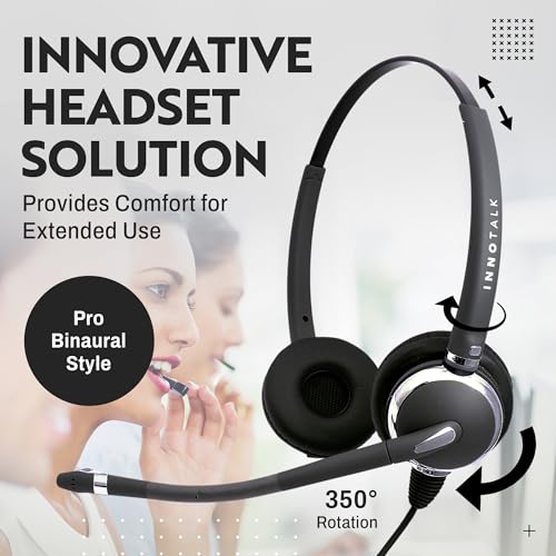INNOTALK Pro Binaural Noise Cancel Headset Compatible with Avaya 1408-9508 & Merlin Magic 4406-4424 - Modern, Dark Gray, Wired, Corded Headset for Avaya IP Phones - size: Pro Binaural