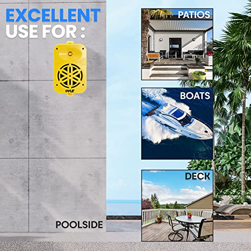 Pyle 500 Watt Bluetooth Indoor Outdoor Speakers Pair - Dual Waterproof 5.25” 2-Way Full Range Speaker System w/ 1/2” High Compliance Polymer Tweeter |Home, Boat, Marine, Deck, Patio, Poolside (Yellow) - color: Yellow