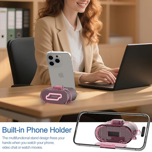 [with Safety Lock] for Sony WF-1000XM6 Case Cover, Soft TPU Clear Protective Earbuds Case with Cleaning Kit & Carabiner, Wireless Charging Headphone Accessories for Men Women(Clear Pink) - color: Clear Pink