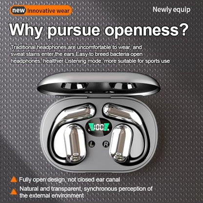 Open-Ear Wireless Headphones Bluetooth Earbuds LED Power Display Charging Case Ear Buds Earhook Over-Ear Earphones for Workout Sports Phone Laptop (White) - color: #06White