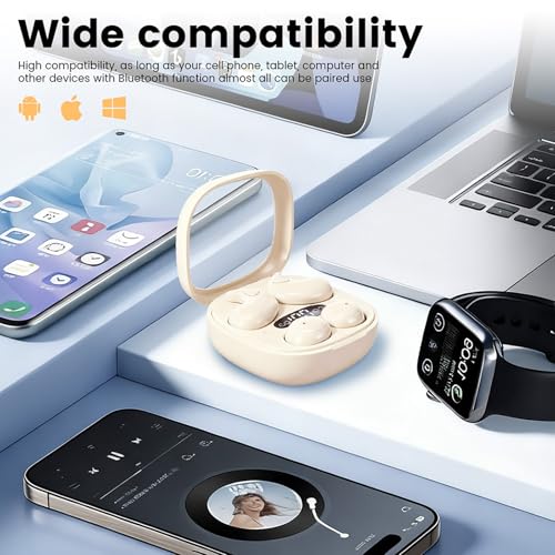 2-Pack Sleep Earbuds for Sleeping, Noise Cancelling Bluetooth Headphones for Side Sleepers with Charging Case, Small Mini Invisible Wireless Ear Buds for Small Ear Canals - color: Beige
