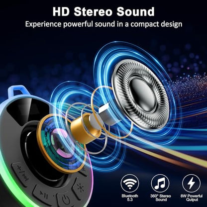 Bluetooth Shower Speaker, Waterproof Shower Speaker Bluetooth 5.3 Loud Clear Sound with Suction Cup, Built-in Mic, Digital Display/RGB Lights, IPX7 Bathroom Speaker for Outdoor/Pool/Beach/Party/Gift. - color: Blue