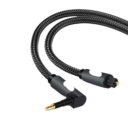 Right Angle Optical Audio Cable 90 Degree MI NI Toslink to Optical Cable Male Plug Connector Adapter Ja-ck Optical Cord(2m) - size: 2m