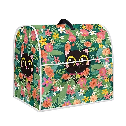 Cute Cat Flower Mixer Cover with Pockets L Size Stain Resistant Dust Supplies Modern Design Dustproof Washable Covers Coffee Maker Cover - color: Cute Cat Flower, size: L