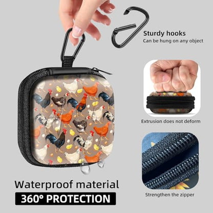 Square Data Cable Earbud Charger Coin Storage Bag Shockproof and Drop-Proof EVA Material Compatible with AirPod(Rooster Chicken) - color: Rooster Chicken