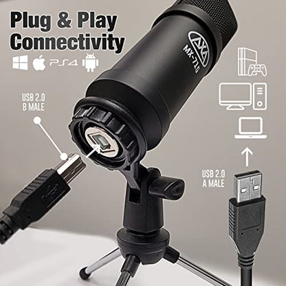 AxcessAbles MX-100 Studio XLR Condenser Microphone Bundle - Low-Noise Professional Recording Mic Kit with Desktop Tripod, Shock Mount & Cable, Compatible with Focusrite Scarlett/Behringer Interfaces