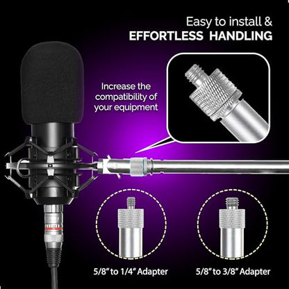 Mic Stand Adapter Set 8 pieces Metal Microphone Stand Screw Thread Adapter 5/8 Female to 3/8 Male 3/8 Female to 5/8 Male 5/8 Female to 1/4 Male 1/4 Female to 5/8 Male Tripod Adapter ADP03 Slvr - color: ADAPTER SILVER
