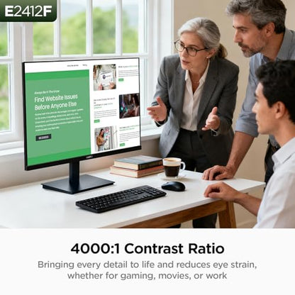 KOORUI E2412F 24-inch Computer Monitor FHD 100Hz VA HDMI/VGA, Audio Out | 4000:1 Contrast Ratio, TÜV Eye Care, Easy-Setup, VESA mount & tilt, Ultra-Slim Display for Home Office, Study and Daily Use - size: 24