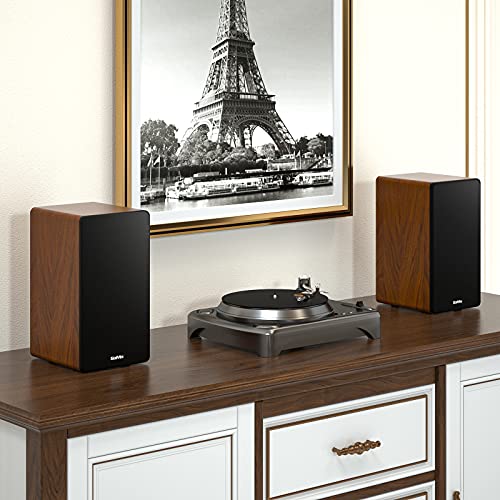 Saiyin Powered Bluetooth Bookshelf Speakers | 40W*2, 4 Inch Woofer, Bluetooth/Optical/Auxiliary/RCAInputs,Sub Out, TV/Turntable/Record Player/PC/Computer - size: 4 Inch Woofer