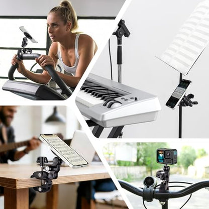 Magnetic Phone Holder for Mic Stand, 360° Rotatable Phone Mount with Clamp | All-Metal Clip Phones Mount for Microphone & Music Stands, Compatible with Magsafe & iPhone 17/16/15/14/13/12