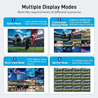 16x16 Seamless 4K HDMI Matrix with Video Wall Controller & 3.5mm Audio I/O | 6 Controls, Web GUI & IR | Custom Splicing | 4K@30Hz Downscale HDCP 1.4 EDID | Audio Embedding & Extraction | 2U Rackmount - size: HDMI Matrix 16x16 w/Video Wall