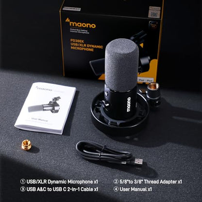 MAONO Dynamic Microphone-XLR USB Podcast Recording Mic with 192kHz/24bit