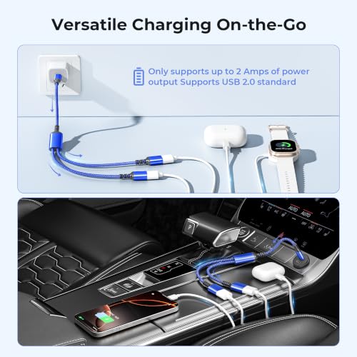 Basesailor USB C Male to Dual USB Female Cable Adapter 1FT,OTG Adapter - color: Blue, size: 1FT(0.3M), style: 1 in 2 out