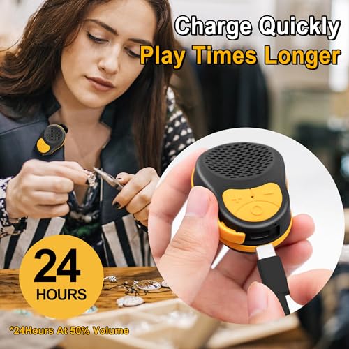 STDFORU Wearable Bluetooth Speaker Clip On, Waterproof Bluetooth Speaker, Mini Portable Speaker with Microphone for Workout Running Up to 24H Playtime (Black+Yellow)