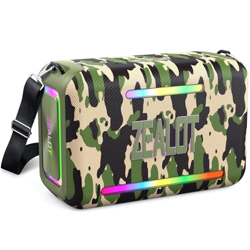 ZEALOT 120W RMS/150W Peak Bluetooth Speaker, Portable Wireless Speakers IPX6 Waterproof Bluetooth Subwoofer Speaker with LED Light, 40H Playtime, Custom EQ, Stereo TWS Pairing for Outdoor, Party-Camo - color: Camouflage