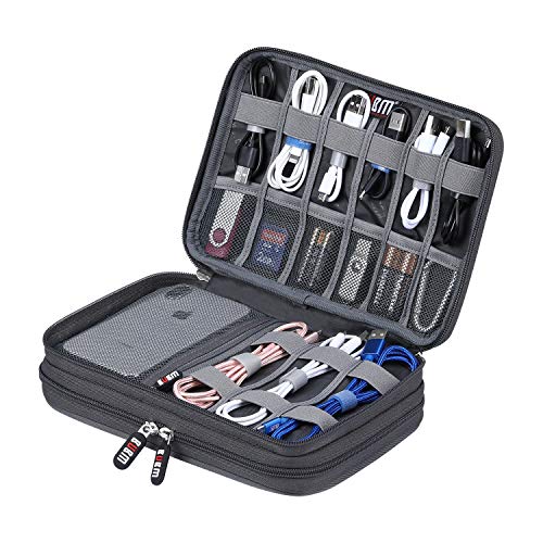 Electronic Cable Organizer Bag - Portable Travel Double Layers Electronic Digital Accessories Storage Pouch Bags for SD Card Case, USB Flash Drive,Charging Cords, USB Charger, Mini Tablet