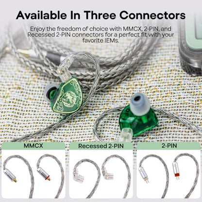 Tripowin Zonie 2M 16-Core SPC IEM Replacement Cable with 3.5mm Jack | PVC Jacket, Tangle-Free Braid, Ergonomic Earhooks for Audiophiles, HiFi Extension Cord for Wired Earbuds (2Pin) - style: 2Pin