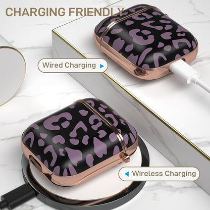 Maxjoy for AirPods 2 Case with Keychain for AirPods 2nd 1st Generation Charging Cover 2&1, Leopard Grey - color: Red + Grey