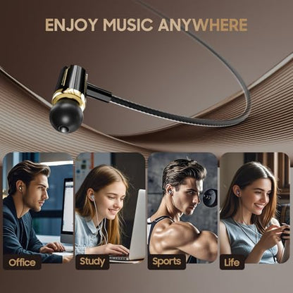 Rayleigh Wired Earbuds (5-Pack) with Microphone and Heavy Bass Stereo 3.5mm | High-fidelity stereo, microphone, multi-function button, tangle-free cable, ergonomic in-ear design, and 5 color options - color: Black-3.5mm