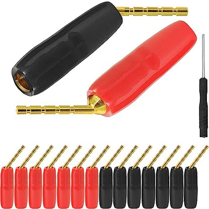 2mm Banana Plug Screw Type to 4mm Banana Socket Speaker Audio Pin Male Connector Adapter Gold-Plated Jack Terminal for Amplifiers, 16 PCS