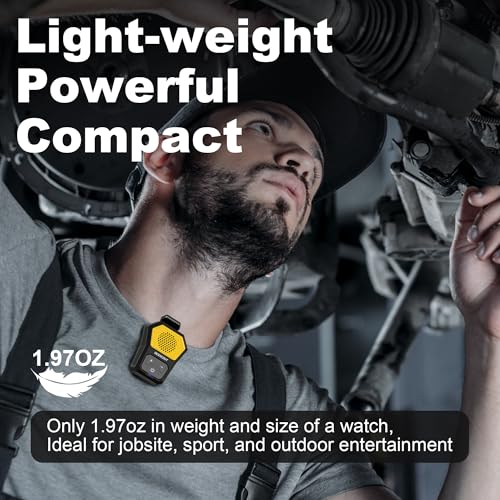 Wearable Bluetooth Speaker, Portable Wireless Clip-on Mini Water-Resistant Speaker, 12H Playtime, Built-in Mics for Hands-Free, Small Wireless Bluetooth for Jobsite/Sports/Outdoor